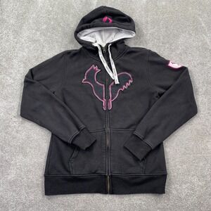 Rossignol Women's Satin Rooster Full Zip Hoodies Long Sleeve Size L Black Pink